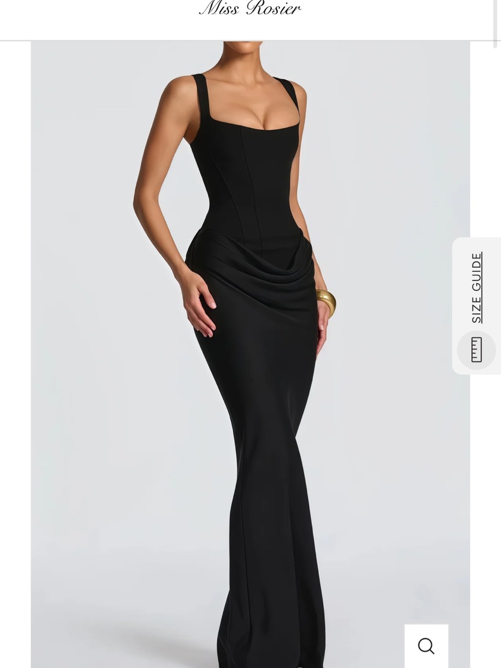 Miss Rosier Black Sculpted Draped Maxi Gown